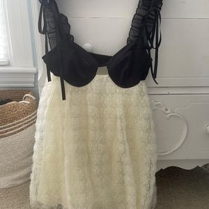 MICAS Frill Strap Floral Lace Backless Dress-Mini